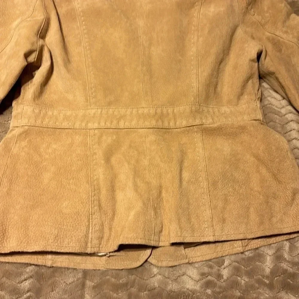 Madison Tan Suede Leather jacket Women’s 10 Stitch detail